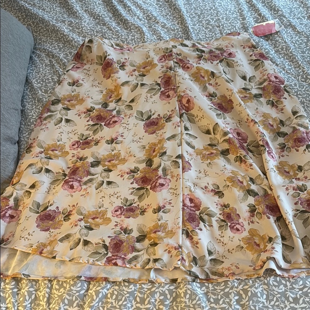 Floral A-Line Skirt - Cream and Pink from Arula
